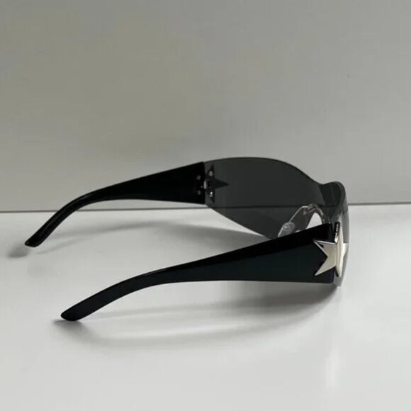 y2k 2000s vintage style black gray frameless star sunglasses - Picture 8 of 8